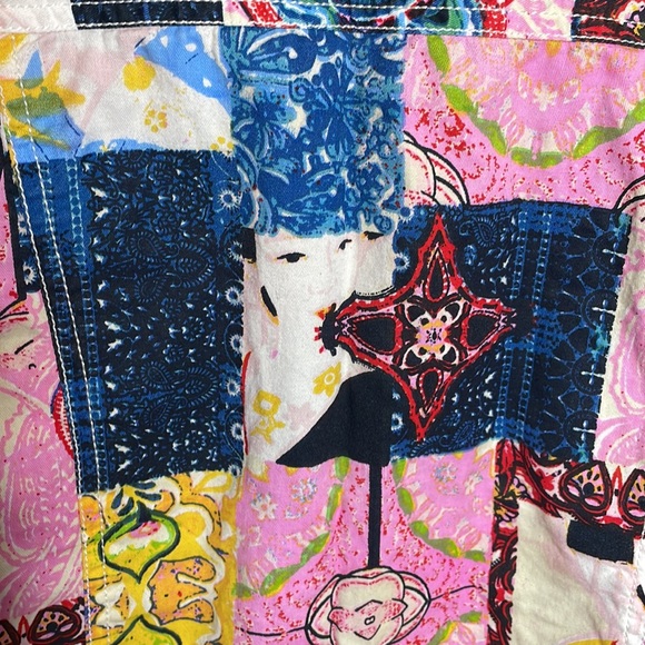 Serengeti Light Weight patchwork lady print jean jacket style shacket, size L - Picture 4 of 10